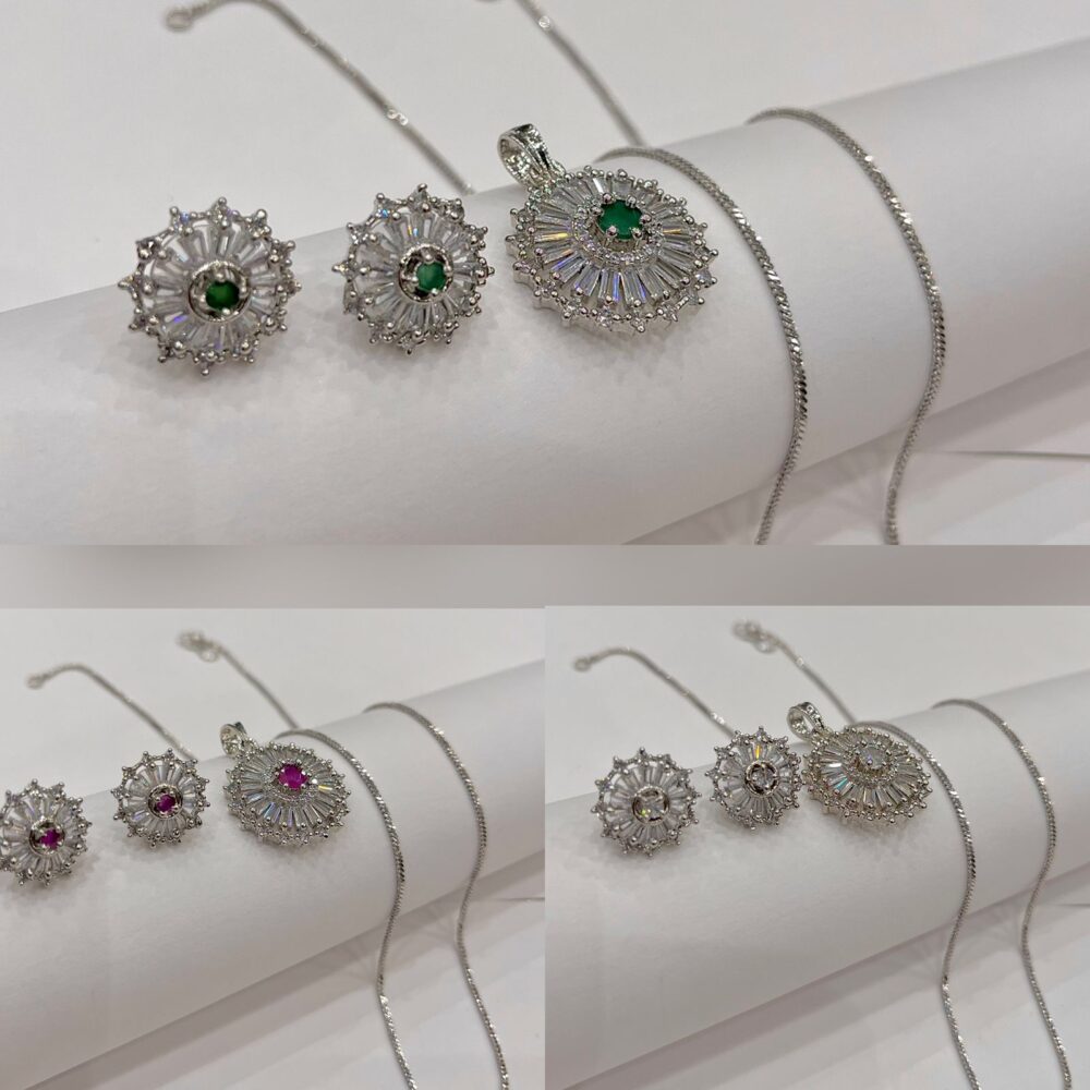 Zircon Stone Locket Set A000 - Image 2